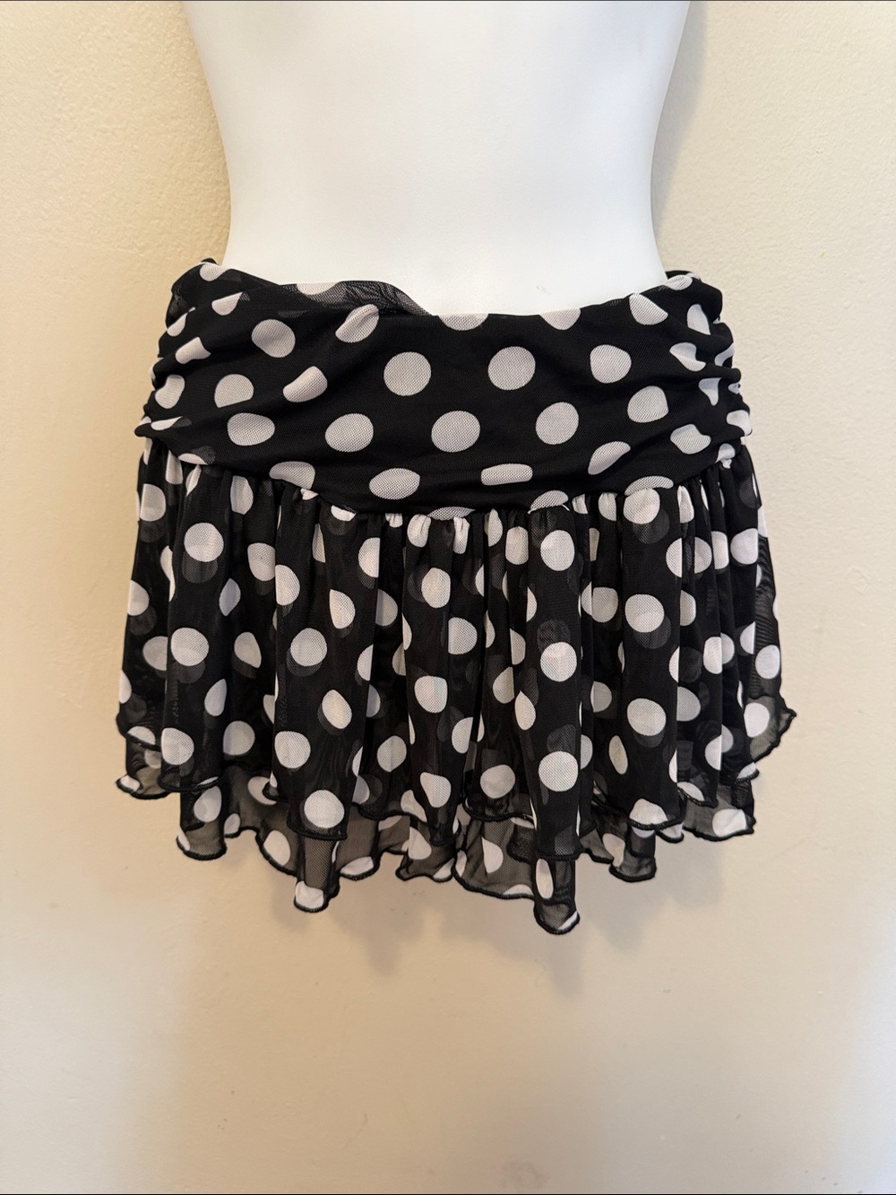 Black & White Polka Dot Ruffled Mini Skirt